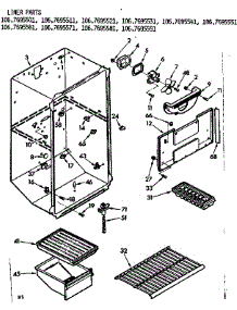 Liner Parts parts for Kenmore Refrigerator 106.7695511 (1067695511, 106 7695511) from AppliancePartsPros.com