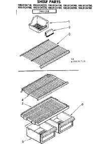 Shelf Parts parts for Kenmore Refrigerator 106.8134750 (1068134750, 106 8134750) from AppliancePartsPros.com