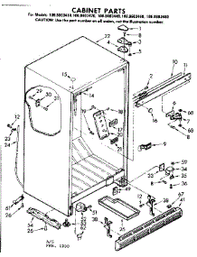 Cabinet Parts parts for Kenmore Refrigerator 106.8603440 (1068603440, 106 8603440) from AppliancePartsPros.com