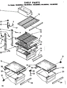 Shelf Parts parts for Kenmore Refrigerator 106.8609982 (1068609982, 106 8609982) from AppliancePartsPros.com