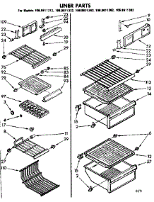 Liner Parts parts for Kenmore Refrigerator 106.8611342 (1068611342, 106 8611342) from AppliancePartsPros.com