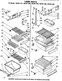 Liner Parts parts for Kenmore Refrigerator 106.8611480 (1068611480, 106 8611480) from AppliancePartsPros.com