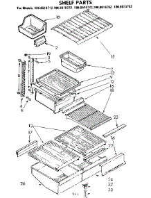 Shelf Parts parts for Kenmore Refrigerator 106.8618722 (1068618722, 106 8618722) from AppliancePartsPros.com