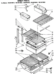 Shelf Parts parts for Kenmore Refrigerator 106.8619642 (1068619642, 106 8619642) from AppliancePartsPros.com