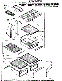 Shelf Parts parts for Kenmore Refrigerator 106.8638521 (1068638521, 106 8638521) from AppliancePartsPros.com