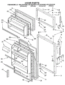 Door parts for Kenmore Refrigerator 106.9334310 (1069334310, 106 9334310) from AppliancePartsPros.com