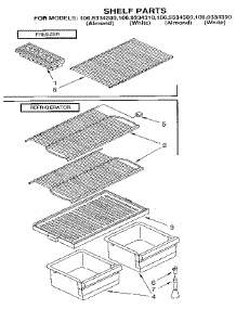 Shelf parts for Kenmore Refrigerator 106.9334310 (1069334310, 106 9334310) from AppliancePartsPros.com