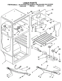 Liner parts for Kenmore Refrigerator 106.9334380 (1069334380, 106 9334380) from AppliancePartsPros.com