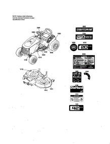 Decals parts for Craftsman Front-Engine Lawn Tractor 107250040 from AppliancePartsPros.com