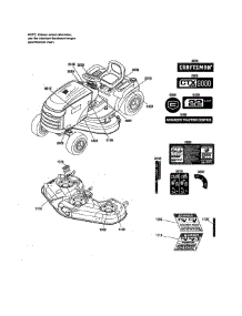 Decal parts for Craftsman Front-Engine Lawn Tractor 107250050 from AppliancePartsPros.com