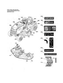 Decal parts for Craftsman Front-Engine Lawn Tractor 107250060 from AppliancePartsPros.com