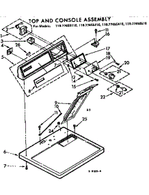 Top And Console Assembly parts for Sears Dryer 11077455410 from AppliancePartsPros.com