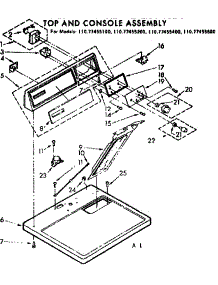 Top And Console Assembly parts for Sears Dryer 11077455600 from AppliancePartsPros.com