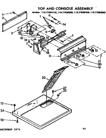 Top And Console Assembly parts for Sears Dryer 11077680600 from AppliancePartsPros.com