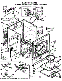 Cabinet Parts parts for Sears Dryer 11077960610 from AppliancePartsPros.com