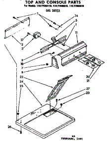 Top And Console Parts parts for Sears Dryer 11077965810 from AppliancePartsPros.com