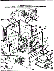 Cabinet Parts parts for Sears Dryer 11077974610 from AppliancePartsPros.com