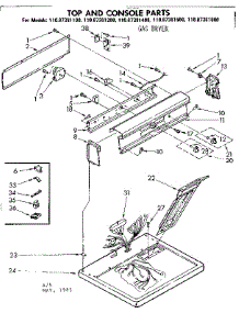 Top And Console Parts parts for Sears Dryer 11087381200 from AppliancePartsPros.com