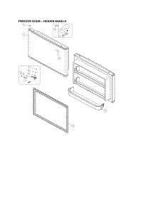 Freezer Door - Hidden Handle parts for Kenmore Top-Mount Refrigerator 111.60512910 (11160512910, 111 60512910) from AppliancePartsPros.com