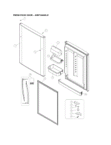 Fresh Food Door - Grip Handle parts for Kenmore Top-Mount Refrigerator 111.60712910 (11160712910, 111 60712910) from AppliancePartsPros.com