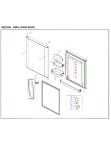 Fresh Food Door parts for Kenmore Top-Mount Refrigerator 111.61209712 (11161209712, 111 61209712) from AppliancePartsPros.com