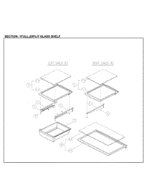 Full / Split Glass Shelves parts for Kenmore Top-Mount Refrigerator 111.61219613 (11161219613, 111 61219613) from AppliancePartsPros.com
