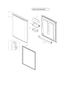 Fresh Food Door Parts parts for Kenmore Top-Mount Refrigerator 111.69332812 (11169332812, 111 69332812) from AppliancePartsPros.com