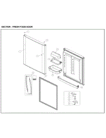 Fresh Food Door parts for Kenmore Top-Mount Refrigerator 111.71215613 (11171215613, 111 71215613) from AppliancePartsPros.com