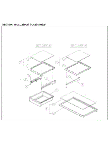 Full / Split Glass Shelves parts for Kenmore Top-Mount Refrigerator 111.71215613 (11171215613, 111 71215613) from AppliancePartsPros.com