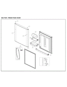 Fresh Food Door parts for Kenmore Top-Mount Refrigerator 111.71219612 (11171219612, 111 71219612) from AppliancePartsPros.com