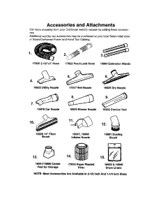 Accessories And Attachments parts for Craftsman Wet/Dry Vacuum 113177778 from AppliancePartsPros.com