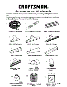 Accessories And Attachments parts for Craftsman Wet/Dry Vacuum 113177920 from AppliancePartsPros.com