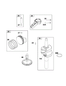 Crankshaft parts for Briggs & Stratton Lawn & Garden Engine 115P02-0004-F1 from AppliancePartsPros.com