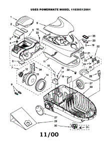 Vacuum Cleaner parts for Kenmore Canister Vacuum 116.20512001 (11620512001, 116 20512001) from AppliancePartsPros.com