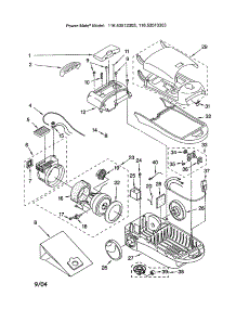 Motor, Fan / Wheels / Base / Dust Box parts for Kenmore Canister Vacuum 116.23512303 (11623512303, 116 23512303) from AppliancePartsPros.com