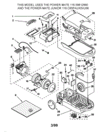 Vacuum Cleaner parts for Kenmore Canister Vacuum 116.29812990 (11629812990, 116 29812990) from AppliancePartsPros.com