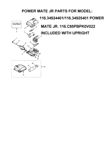 Power Mate Jr. parts for Kenmore Upright Vacuum 116.34924401 (11634924401, 116 34924401) from AppliancePartsPros.com