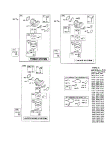 Carburetor  /  Note 3 parts for Briggs & Stratton Lawn & Garden Engine 123K02-0478-E1 from AppliancePartsPros.com
