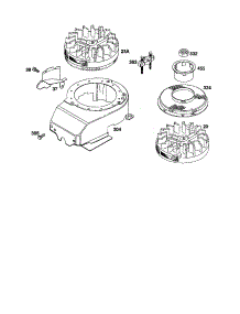 Flywheel / Housing-Blower parts for Briggs & Stratton Lawn & Garden Engine 124800 TO 124899 (3100-3130) from AppliancePartsPros.com