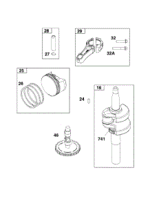 Crankshaft parts for Briggs & Stratton Lawn & Garden Engine 124P02-0009-F1 from AppliancePartsPros.com