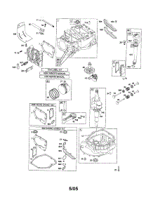 Cylinder / Crankshaft / Engine-Sump parts for Briggs & Stratton Lawn & Garden Engine 129H00 (0005-0185) from AppliancePartsPros.com