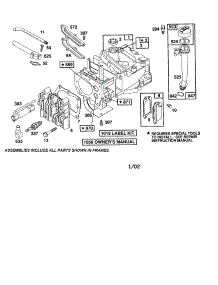 Cylinder / Intake parts for Briggs & Stratton Lawn & Garden Engine 12F800 TO 12F899 (0830-0839) from AppliancePartsPros.com