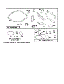 Carburetor Kit / Gasket Set parts for Briggs & Stratton Lawn & Garden Engine 12F800 TO 12F899 (1150-1159) from AppliancePartsPros.com