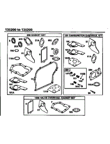 Carburetor Overhaul Kit / Valve Overhaul Gasket Set parts for Briggs & Stratton Lawn & Garden Engine 135200-135299 (0219-0238) from AppliancePartsPros.com