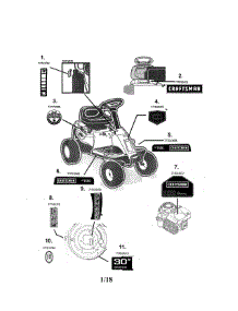 Decals parts for Mtd Front-Engine Lawn Tractor 13A726JD299 from AppliancePartsPros.com