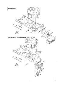B&S 28 / Tecumseh 135 W / Low Muffler parts for Mtd Front-Engine Lawn Tractor 13AM762F052 from AppliancePartsPros.com