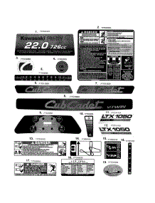 Decals parts for Cub Cadet Front-Engine Lawn Tractor 13RF91AP056 from AppliancePartsPros.com