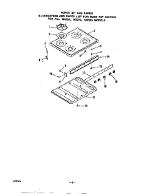 Main Top parts for Roper Gas Range 1433*0A from AppliancePartsPros.com