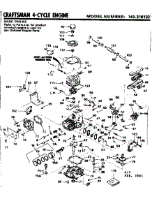 Replacement Parts parts for Craftsman Lawn & Garden Engine 143316122 from AppliancePartsPros.com