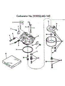 Carburetor No. 29505(Lmg-141) parts for Craftsman Lawn & Garden Engine 14360351 from AppliancePartsPros.com